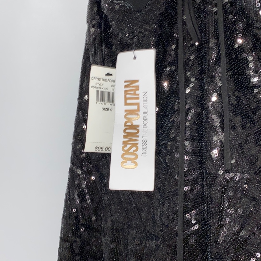 Black mini dress open back from cosmopolitan BRAND NEW FITS LIKE A M - Picture 3 of 6